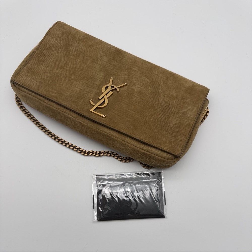 Saint Laurent Olive Leather Clutch